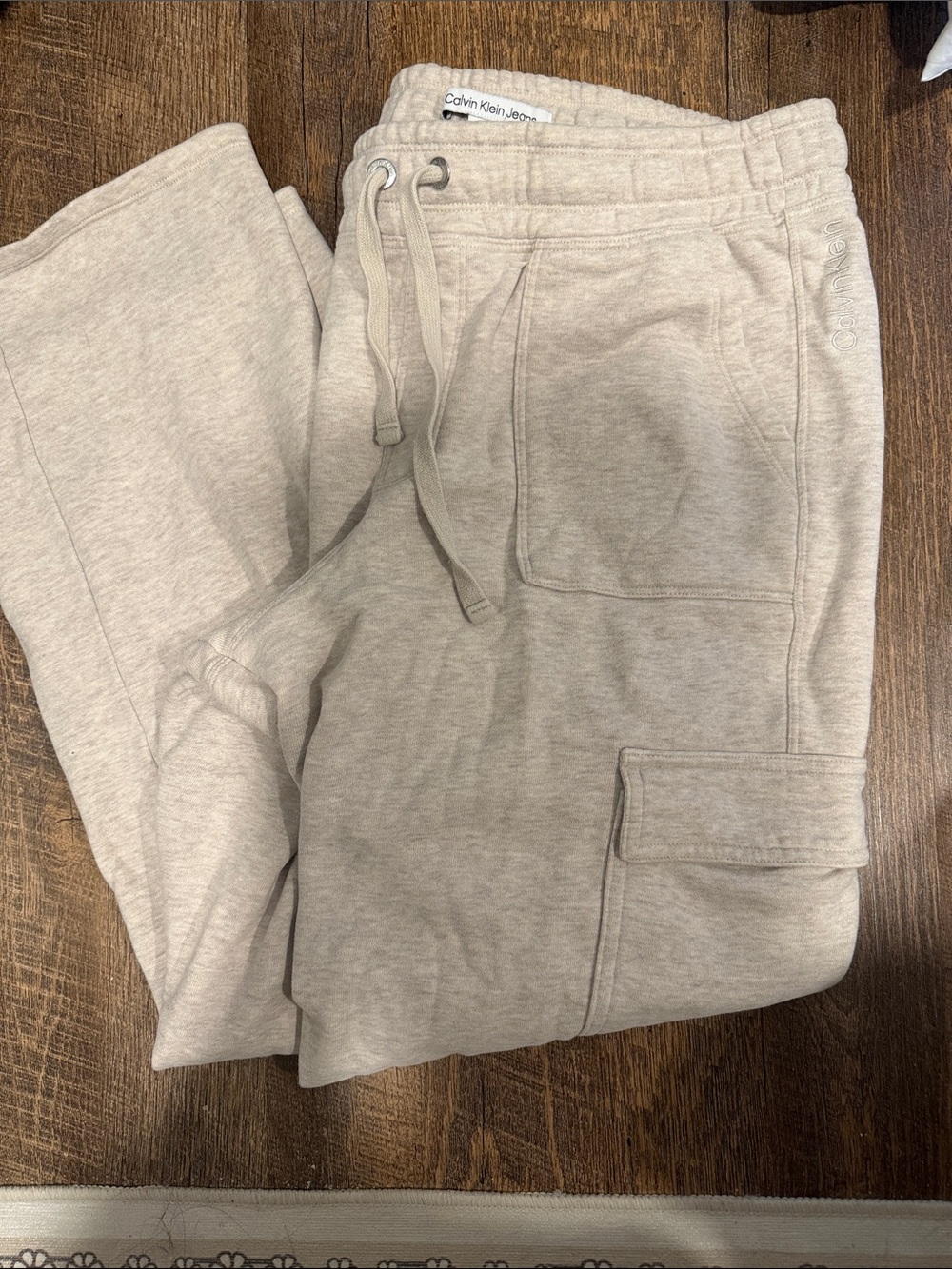 Calvin Klein Wide Leg Beige Cargo Joggers